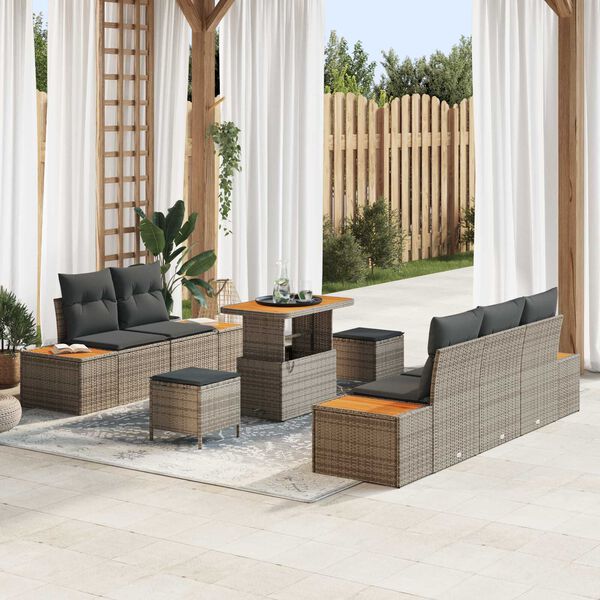 vidaXL Ensemble de canap&eacute; de jardin 8 pcs Gris polyrotin