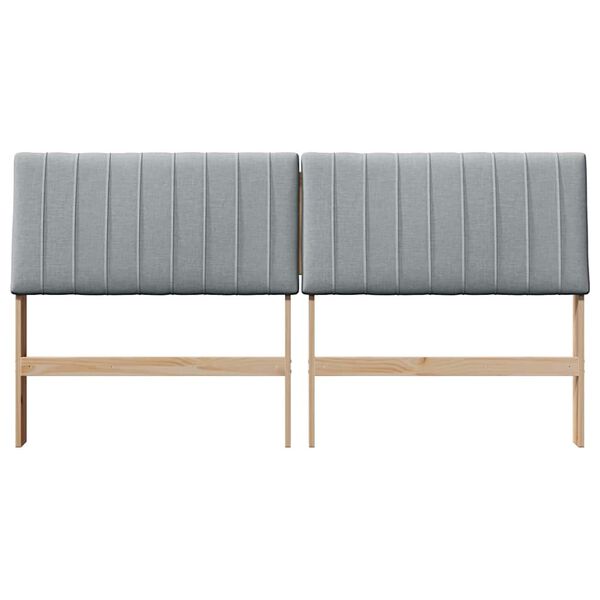 vidaXL T&ecirc;te de lit capitonn&eacute;e Gris clair 200 cm Pin massif