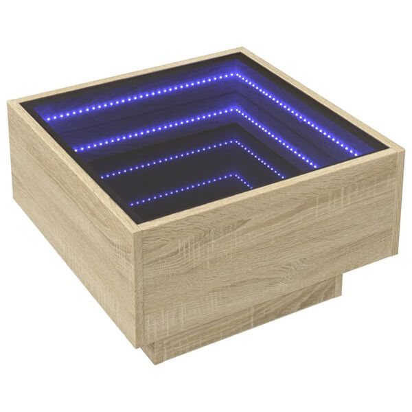 vidaXL Table basse avec LED chêne sonoma 50x50x30 cm bois d'ingénierie