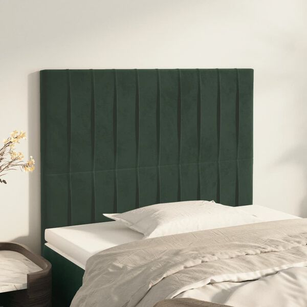 vidaXL T&ecirc;te de lit Vert fonc&eacute; 90x5x118/128 cm Velours