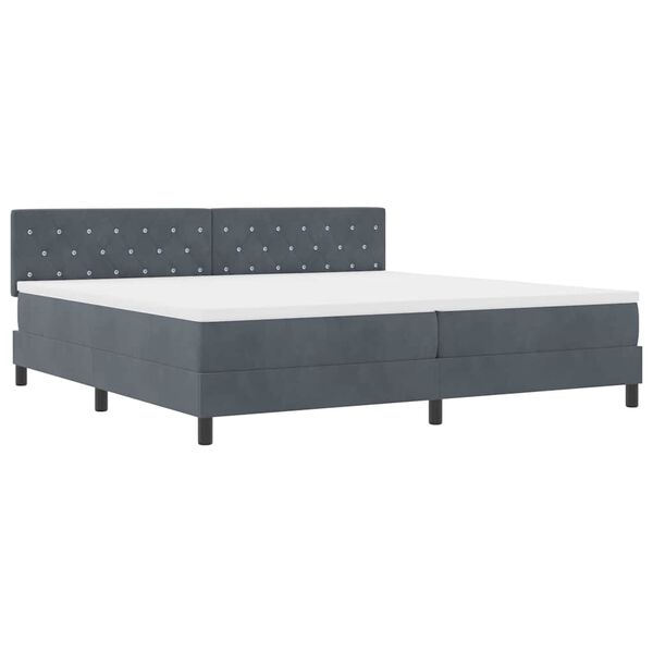 vidaXL Lit &agrave; ressort LED avec matelas Gris fonc&eacute; 200 x 200 cm Velours