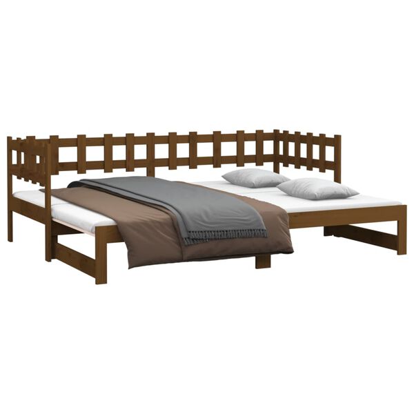 vidaXL Lit coulissant sans matelas marron miel 2x(80x200)cm