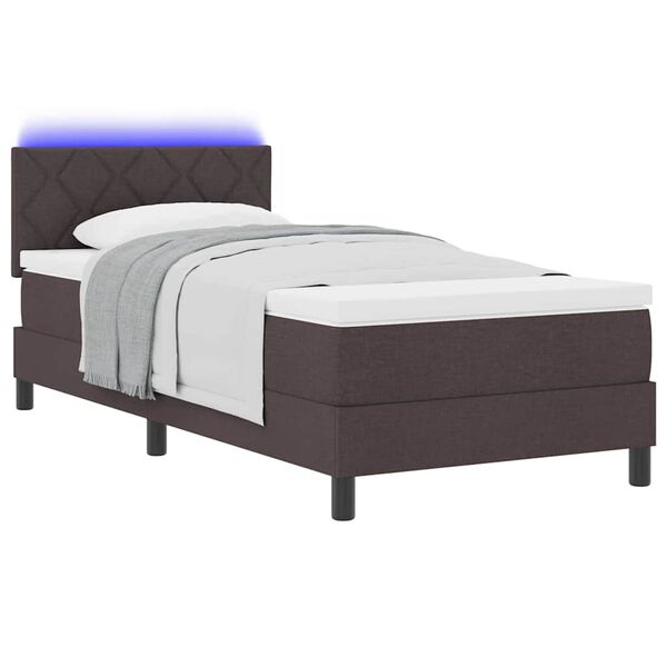 vidaXL Lit &agrave; ressorts avec matelas Marron fonc&eacute; 100 x 200 cm tissu