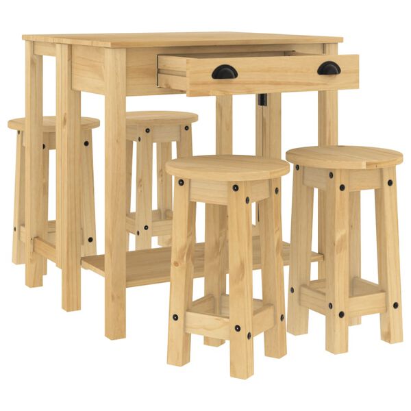 vidaXL Ensemble de bar 5 pcs Bois de pin massif