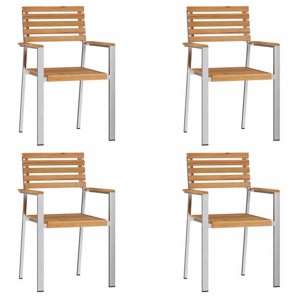 vidaXL Chaise de jardin 4 pcs Huile Naturelle Bois de teck massif