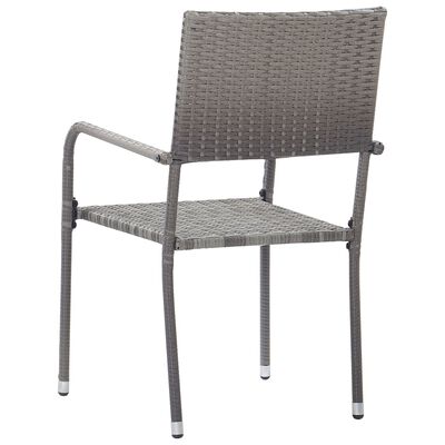 vidaXL Chaise à dîner de jardin empilable lot de 4 gris résine tressée