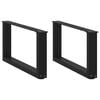 vidaXL Pieds de table basse en U, 2 pi&egrave;ces, noir, 60 x (30-31) cm, acier