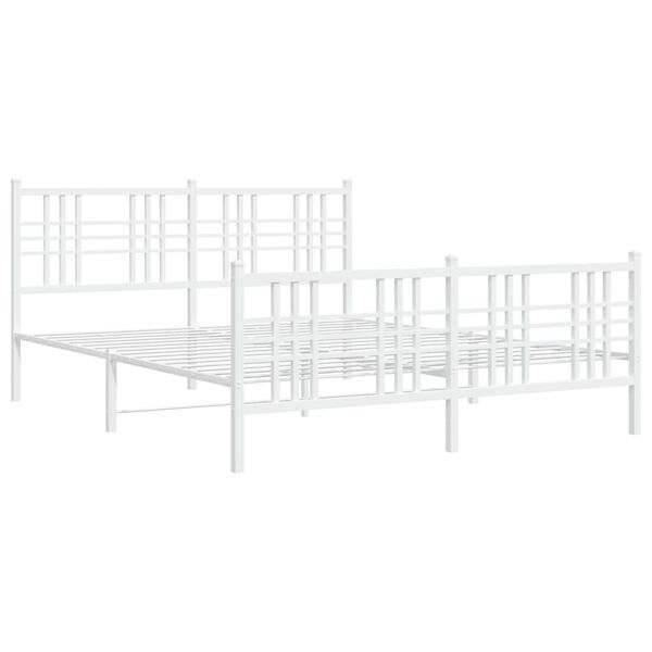 vidaXL Cadre de lit m&eacute;tal sans matelas et pied de lit blanc 160x200 cm