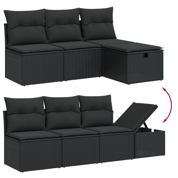 vidaXL Salon de jardin 8 pcs avec coussins noir r&eacute;sine tress&eacute;e