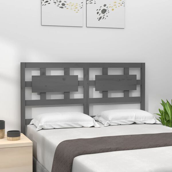 vidaXL T&ecirc;te de lit Gris 125,5x4x100 cm Bois massif de pin
