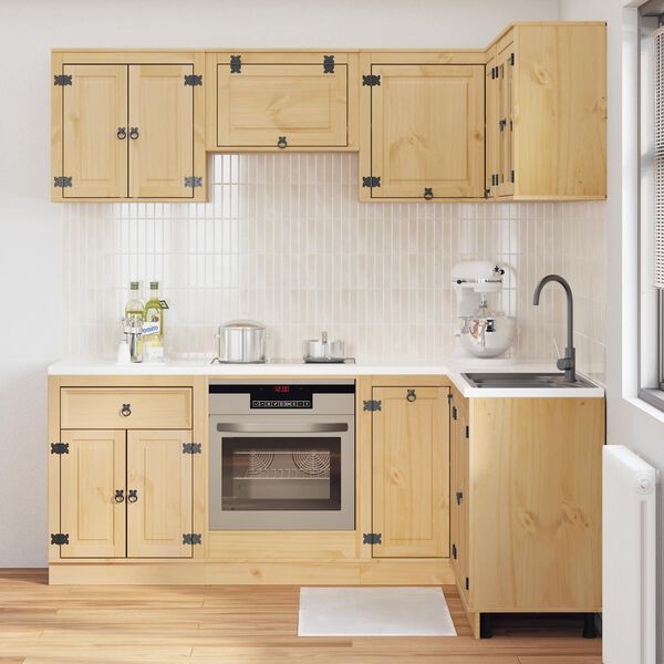 vidaXL Armoire avec &eacute;tag&egrave;re avec porte SKI 8 pcs Brun Miel Pin massif