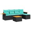 vidaXL Salon de jardin 6 pcs avec coussins noir r&eacute;sine tress&eacute;e