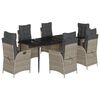 vidaXL Ensemble &agrave; manger de jardin et coussins 7 pcs gris clair rotin
