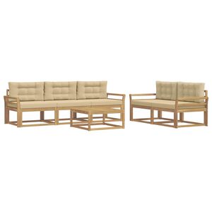 vidaXL Ensemble de canap&eacute;s d'ext&eacute;rieur 6 pc Blanc et Beige