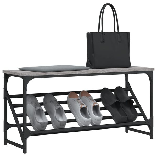 vidaXL &Eacute;tag&egrave;re &agrave; chaussures sonoma gris 90x30x45 cm bois d'ing&eacute;nierie