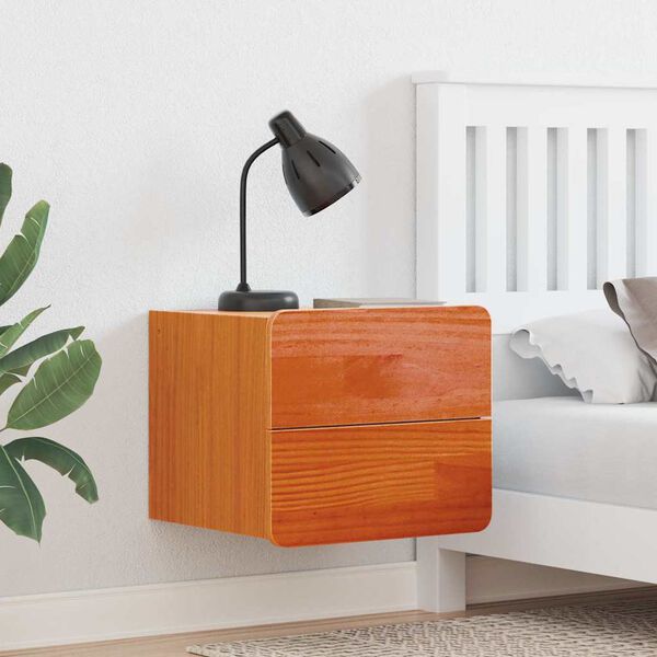 vidaXL Table de chevet Brun cire 39 x 34 x 33 cm Bois de pin massif
