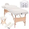 vidaXL Table de massage pliable et tabouret 10 cm d'&eacute;paisseur Blanc