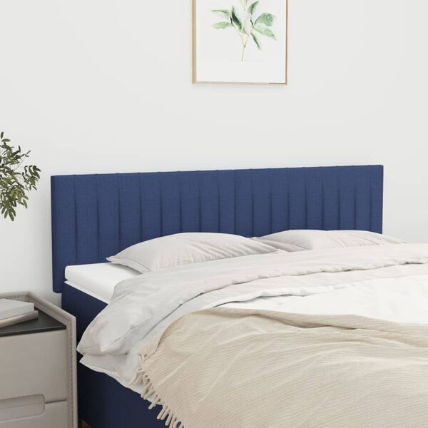 vidaXL T&ecirc;tes de lit Bleu 144x5x78/88 cm Tissu