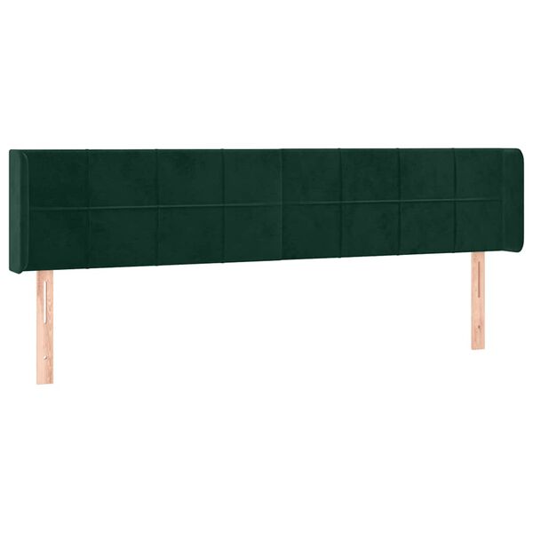 vidaXL T&ecirc;te de lit &agrave; LED Vert fonc&eacute; 163x16x78/88 cm Velours
