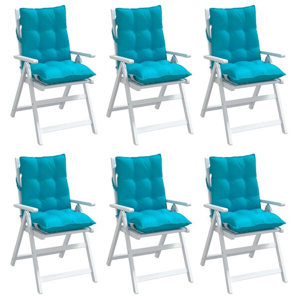 vidaXL Coussins de chaise à dossier bas lot de 6 turquoise