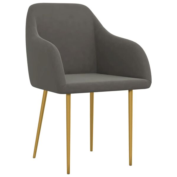 vidaXL Chaises &agrave; manger lot de 4 Gris fonc&eacute; Velours