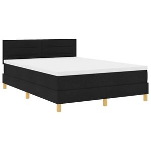 vidaXL Lit &agrave; ressort LED avec bandes LED Noir 140 x 200 cm tissu