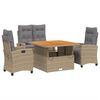 vidaXL Ensemble &agrave; manger de jardin coussins 4 pcs beige r&eacute;sine tress&eacute;e