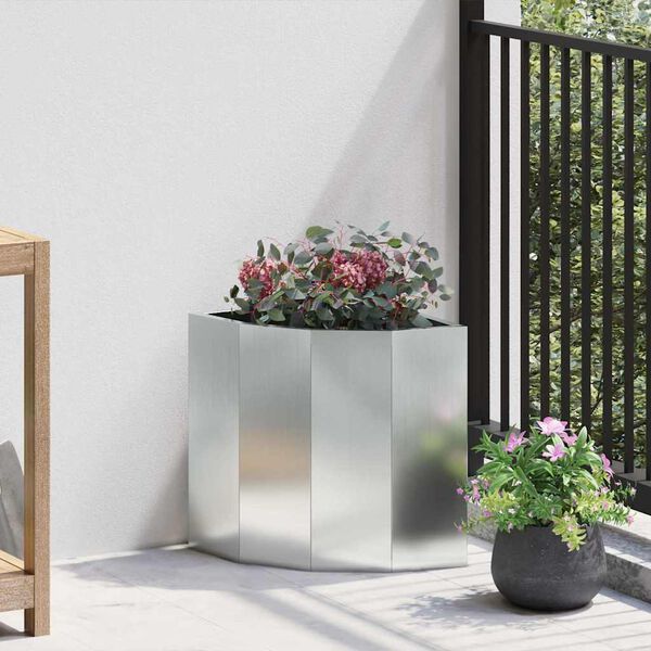 vidaXL Jardini&egrave;re d'Angle Argent 30 x 30 x 35 cm Acier galvanis&eacute;