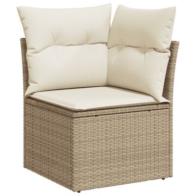 vidaXL Salon de jardin avec coussins 9 pcs beige résine tressée