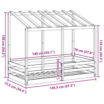 vidaXL Lit pour enfants avec toit 70x140 cm bois massif de pin