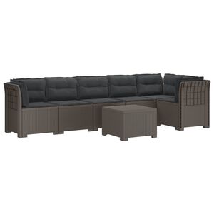 vidaXL Canap&eacute; de Jardin 6 Places avec Coussins Aspect Rattan PP