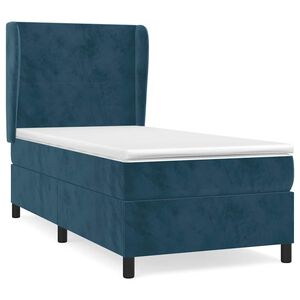 vidaXL Sommier &agrave; lattes de lit et matelas Bleu fonc&eacute; 80x200 cm Velours