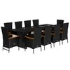 vidaXL Ensemble &agrave; manger de jardin 11 pcs coussins noir r&eacute;sine tress&eacute;e