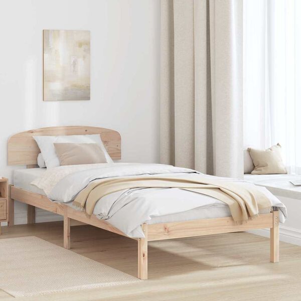 vidaXL Cadre de lit avec t&ecirc;te de lit Naturel 80 x 200 cm Pin massif