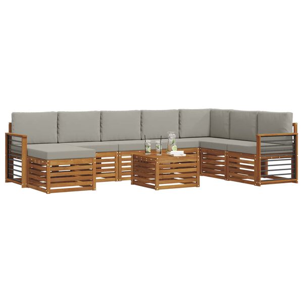 vidaXL Ensemble de canap&eacute; d'angle 9 pcs Gris Naturel et Clair