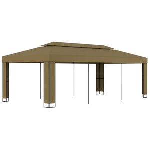 vidaXL Tonnelle avec double toit 3x6 m Taupe 180 g/m&sup2;