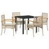 vidaXL Ensemble de salle &agrave; manger pour jardin 5 pc Beige et Noir Rotin