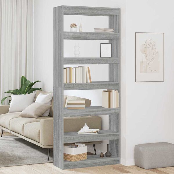vidaXL Biblioth&egrave;que Gris Sonoma 80 x 30 x 198 cm Bois d'ing&eacute;nierie