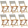vidaXL Chaises pliantes 6 pi&egrave;ces en polyrotin gris et bois massif