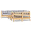 vidaXL Salon de jardin 8 pcs avec coussins gris Bois de pin massif