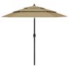 vidaXL Parasol de jardin &agrave; 3 niveaux avec m&acirc;t en aluminium taupe 2,5 m