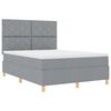 vidaXL Lit &agrave; ressort LED avec matelas Gris clair 140 x 190 cm tissu