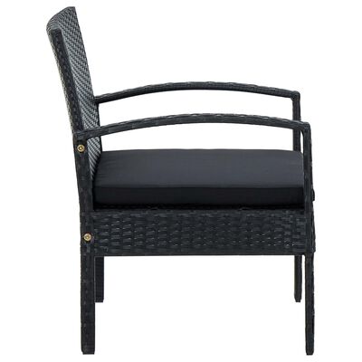vidaXL Chaise de jardin avec coussin Résine tressée Noir