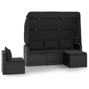 vidaXL Salon de jardin 4 pcs avec coussins noir r&eacute;sine tress&eacute;e