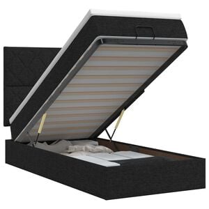 vidaXL Lit ottoman avec matelas Noir 80 x 200 cm Tissu