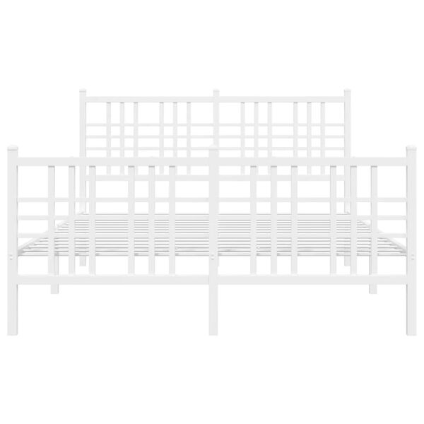vidaXL Cadre de lit m&eacute;tal sans matelas et pied de lit blanc 120x190 cm