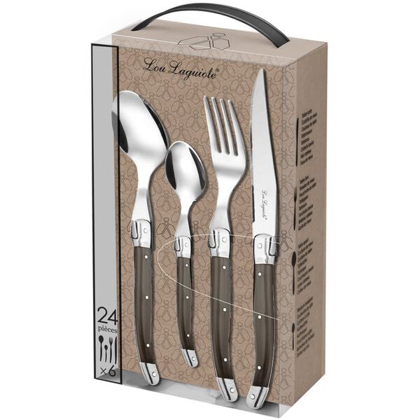 Lou Laguiole Ensemble de coutellerie 24 pcs Tradition Poivre
