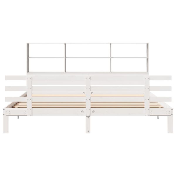 vidaXL Lit biblioth&egrave;que sans matelas blanc 180x200 cm bois pin massif