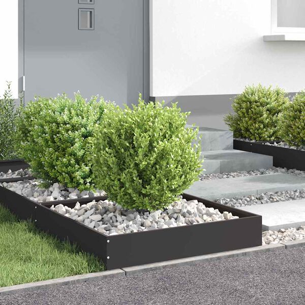 vidaXL Bordure de Pelouse 6 pcs Noir 60 x 60 x 13 cm Acier