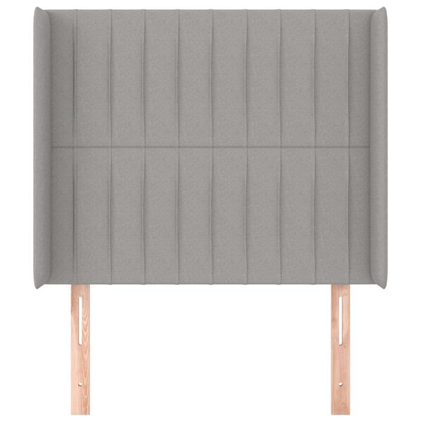 vidaXL T&ecirc;te de lit avec oreilles Gris clair 93x16x118/128 cm Tissu
